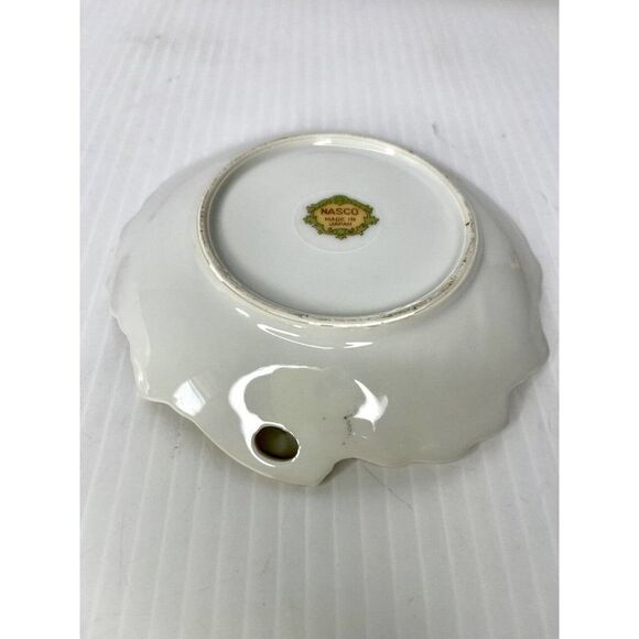 2 Vintage Nasco Japan violet Floral Trinket Dish Leaf Shape 5" shell 3. 5" - Picture 8 of 8